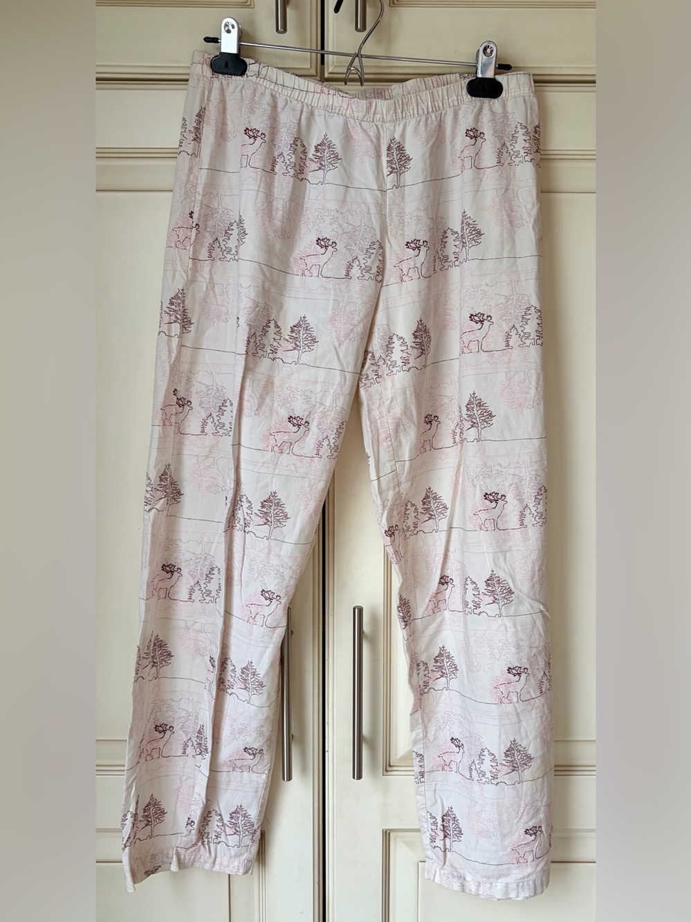 🍓 Xhilaration Pink and White Sleepwear Pajama Pants. Medium. Moose 🫎 & trees.